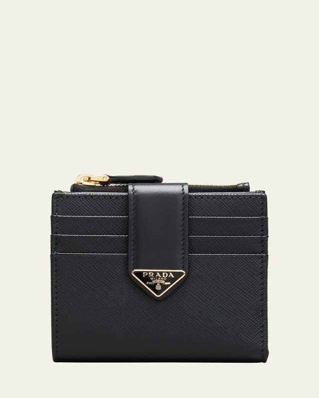 Small Leather Wallet with Triangle Snap